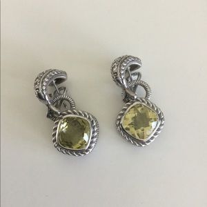 Judith Ripka Silver / Lemon Quartz Dangle Earrings